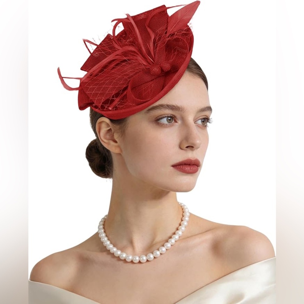 Kentucky derby Red Fascinator Hat